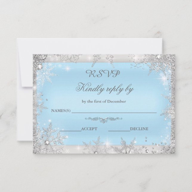 Cartão De Agradecimento Rsvp Silver Winter Wonderland Blue (Frente)