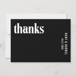 Cartão De Agradecimento Ruby Black Modern Wedding