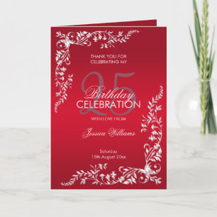 Cartão De Agradecimento Ruby Red Decoration 25 Birthday