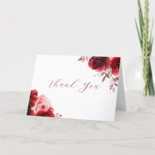 Cartão De Agradecimento Ruby Red Wine Luxe Radiant Floral Casamento