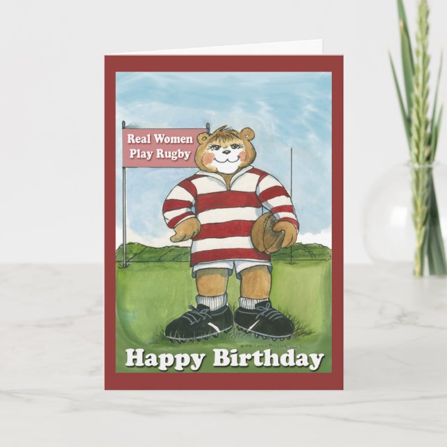 Cartão De Agradecimento Rugby Player - Female Birthday Card (Frente)