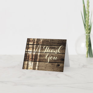 Cartão De Agradecimento Rustic Barn Wood Birch Trees Winter Thank You Card