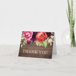 Cartão De Agradecimento Rustic Barn Wood Botanical Thank You