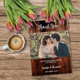 Cartão De Agradecimento Rustic barn wood photo country wedding