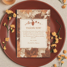 Cartão De Agradecimento Rustic Beige Brown Maple Sai Do Casamento De Outon
