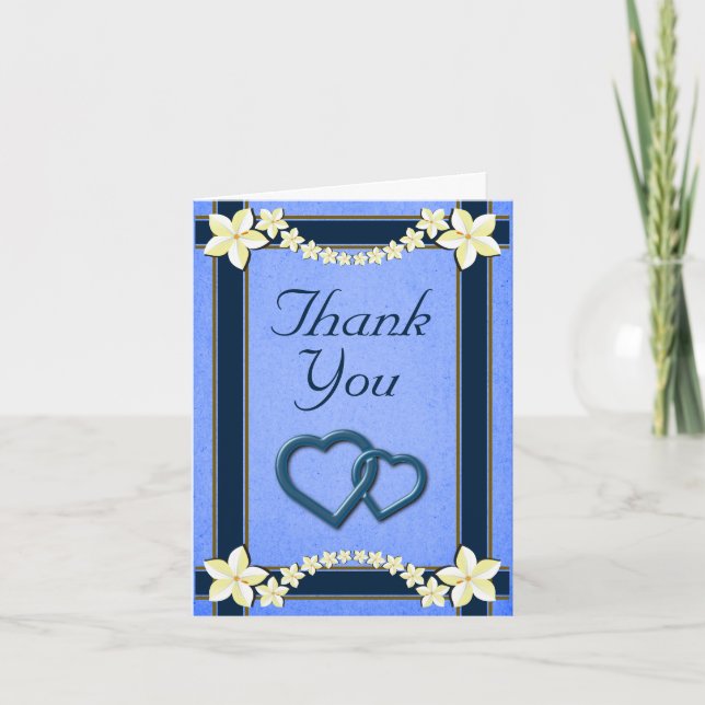 Cartão De Agradecimento Rustic Blue Floral Wedding Thank You Note Cards (Frente)