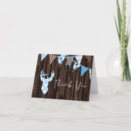 Cartão De Agradecimento Rustic Blue Plaid Deer Baby Shower Thank You