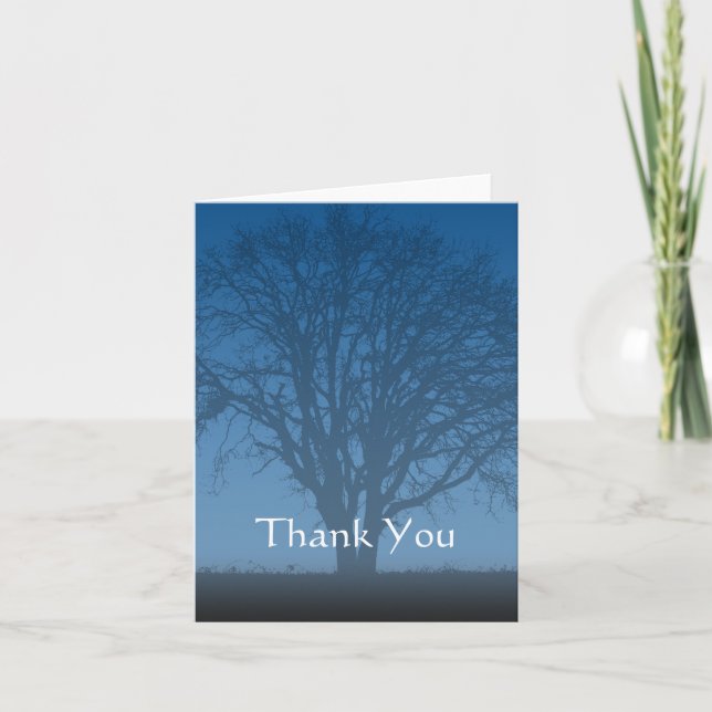 Cartão De Agradecimento Rustic Blue Tree of Life Thank You (Frente)