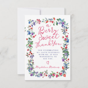 Cartão De Agradecimento Rustic Boho Berry Summer 100th Birthday Flat