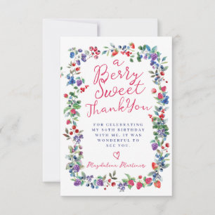 Cartão De Agradecimento Rustic Boho Berry Summer 80 Birthday