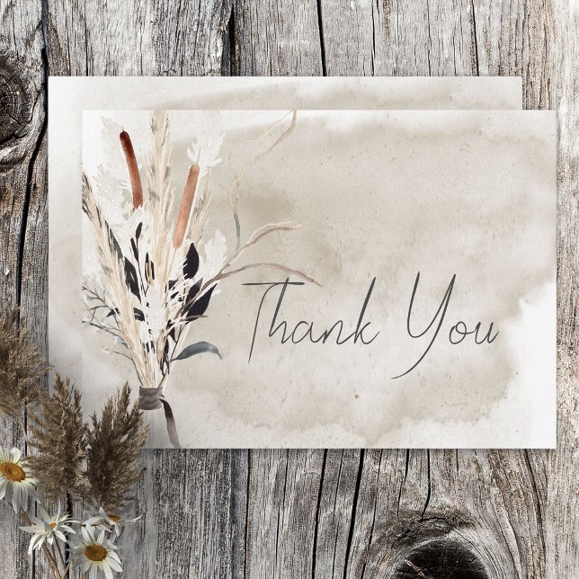Cartão De Agradecimento Rustic Boho Bouquet Modern Thank You Card (Criador carregado)