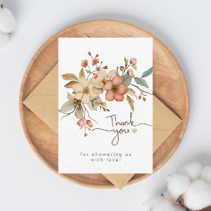 Cartão De Agradecimento Rustic Boho Cottagecore Wildflower Watercolor