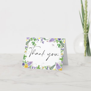 Cartão De Agradecimento Rustic Boho Wildflower Foto de Casamento Obrigado