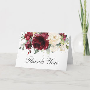 Cartão De Agradecimento Rustic Burgundy Ivory Floral Wedding Aniversário T