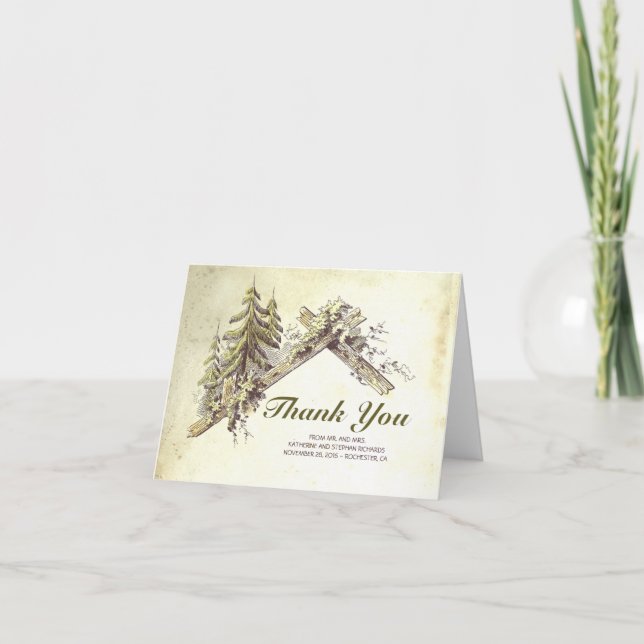 Cartão De Agradecimento Rustic Country Barn in in the Woods Obrigado (Frente)