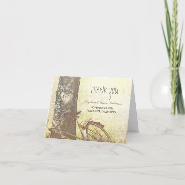 Cartão De Agradecimento rustic country thank you cards with tree (Frente)