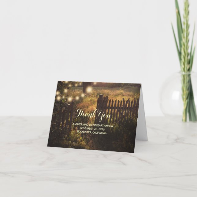 Cartão De Agradecimento Rustic Country Wedding Thank You (Frente)