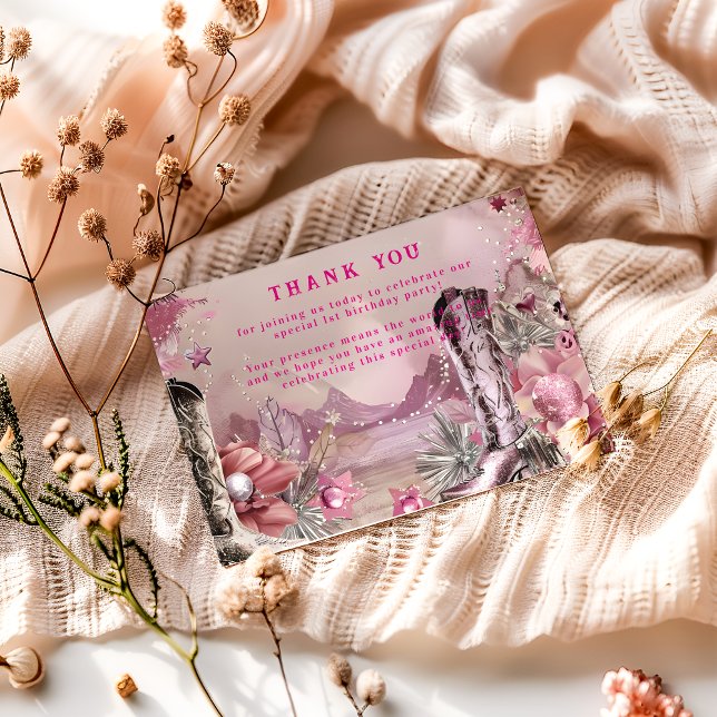 Cartão De Agradecimento Rustic Cowboy Rodeo 1st Birthday Design (Criador carregado)