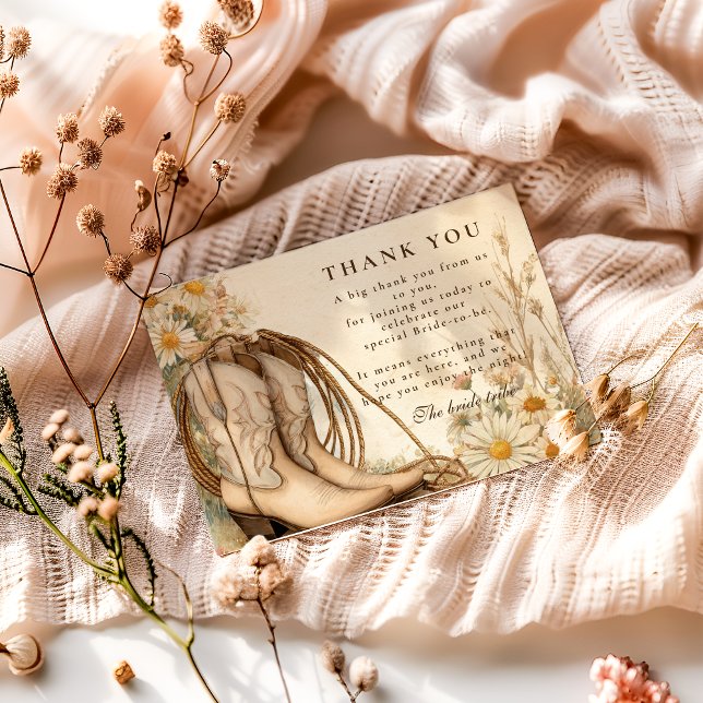 Cartão De Agradecimento Rustic Cowgirl Daisy Bridal Shower (Criador carregado)