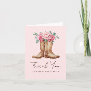 Cartão De Agradecimento Rustic Cowgirl Rosa Floral Obrigada Noiva