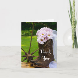 Cartão De Agradecimento Rustic Daisies Cowboy Boots Bridesmaid Obrigado