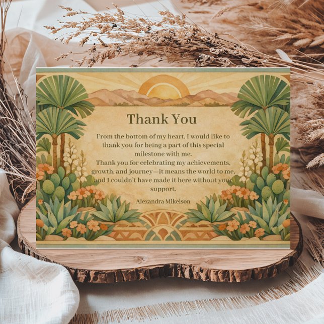 Cartão De Agradecimento Rustic Desert Florals Birthday (Criador carregado)