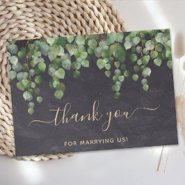Cartão De Agradecimento Rustic Eucalyptus Greenery Dourado Casamento Ofici