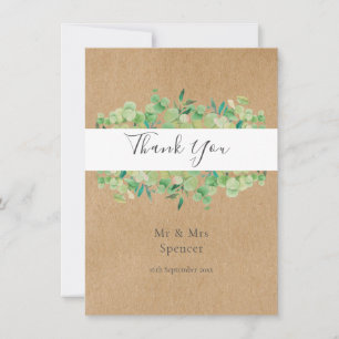 Cartão De Agradecimento Rustic Eucalyptus Greenery Obrigado Casamento