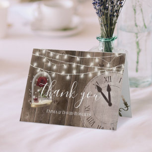 Cartão De Agradecimento Rustic Fairytalt Wedding Barn Wood Obrigado