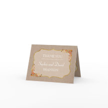 Rustic Fall Leaves Linen Canvas THANK YOU