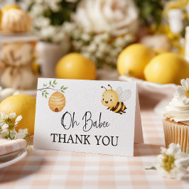 Cartão De Agradecimento Rustic Floral Daisy Oh Babee Honey Bee Baby Shower