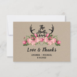 Cartão De Agradecimento Rustic Floral Kraft Hunt Terminou O Casamento Obri