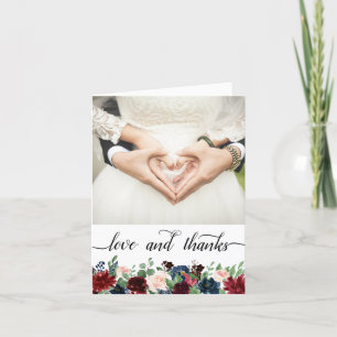 Cartão De Agradecimento Rustic Floral   Marinho Azul Blush Burgundy Foto V