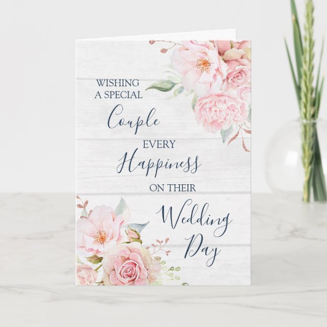 Cartão De Agradecimento Rustic Floral Wedding Day Congratulations Card (Frente)