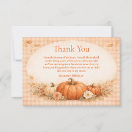 Cartão De Agradecimento Rustic Gingham Pumpkin Fall Graduation