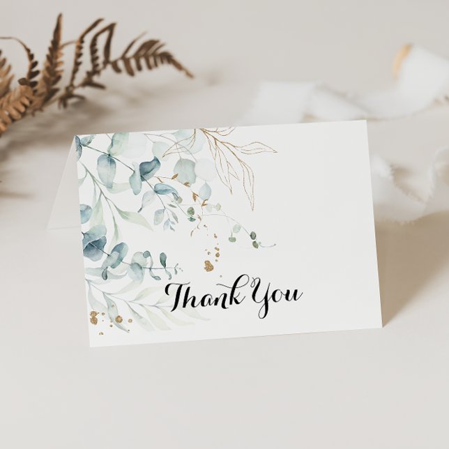 Cartão De Agradecimento Rustic Gold Floral Folded Wedding Thank You Card (Criador carregado)