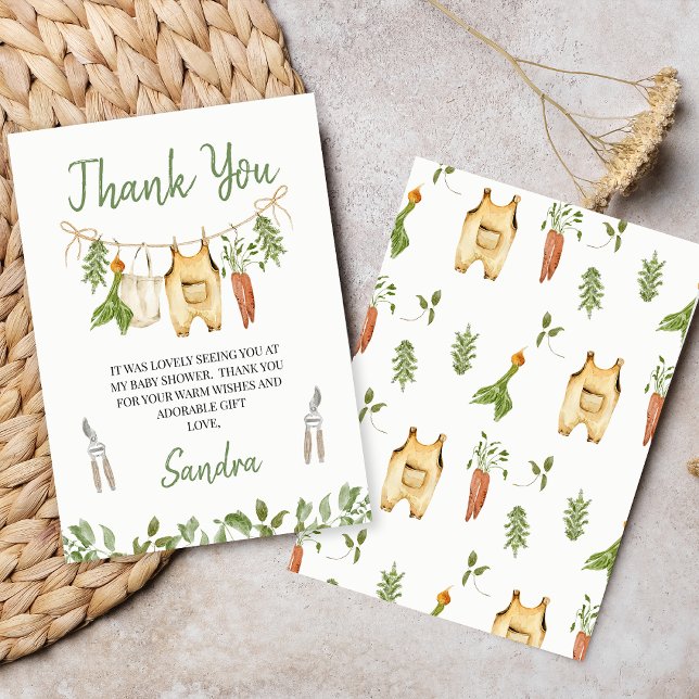 Cartão De Agradecimento Rustic Green Locally Grown Baby Shower  (Locally Grown baby Shower Thank You Card, Rustic Farmers Market Baby Shower Thank You Card, Clothes)
