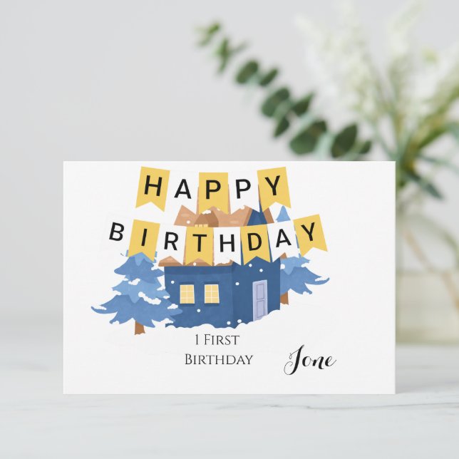 Cartão De Agradecimento Rustic Greenery Birthday Invitation for Him, (Em pé/Frente)