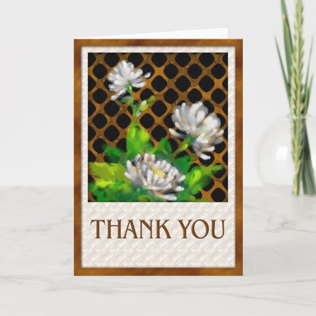 Cartão De Agradecimento Rustic Greenery White Daisies Floral Obrigado (Frente)