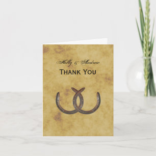 Cartão De Agradecimento Rustic Horseshoes Distressed BG Thank You