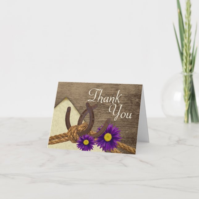 Cartão De Agradecimento Rustic Horsferes e Corda Obrigado (Frente)