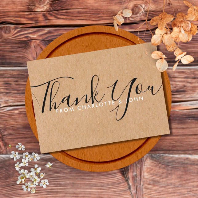 Cartão De Agradecimento Rustic Kraft Baby Shower Signature Script (Criador carregado)