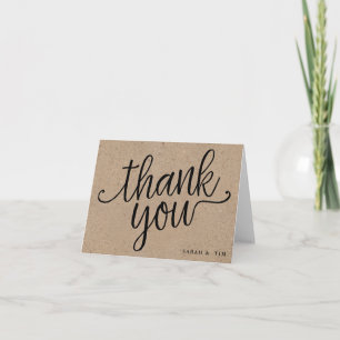 Cartão de Agradecimento Rustic Kraft, Letra Manusc