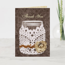 Cartão De Agradecimento Rustic Lace Invadiu Casamento Mason Jar