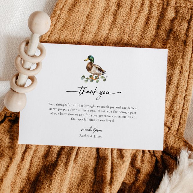 Cartão De Agradecimento Rustic Mallard Duck Pequeno Chá de fraldas (Criador carregado)