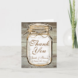 Cartão De Agradecimento Rustic Mason Jar Barn Wood Wedding Thank You Cards