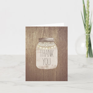 Cartão De Agradecimento Rustic Mason Jar Obrigado