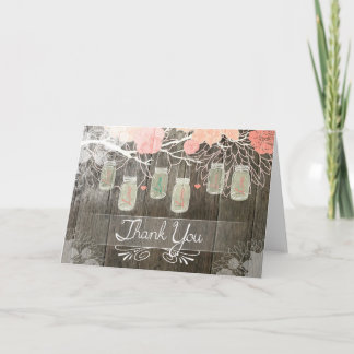 Cartão De Agradecimento Rustic Mason Jar Thank You Card