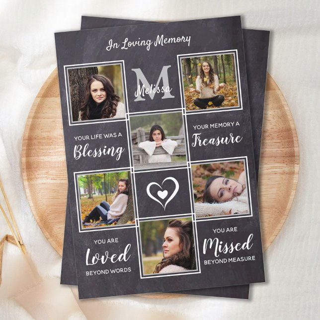 Cartão De Agradecimento Rustic Memorial 6 Foto Collage Simpatia Funeral (Criador carregado)