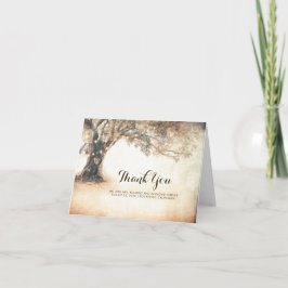 Cartão De Agradecimento Rustic Oak Tree Wedding Thank You